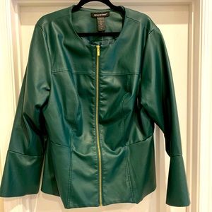 NWT Ashley Stewart Green Faux Leather Jacket